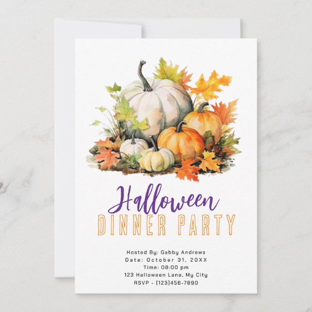 Invitación Calabazas rusas y deja Fiesta de la cena de Hallow (Anverso)