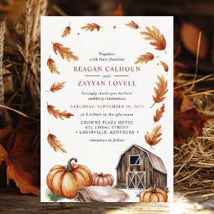 Invitación Calabazas rusticas de granero en otoño dejan Boda 