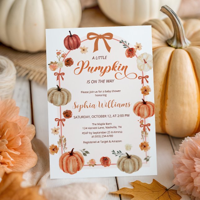 Invitación Calabazas rusticas otoñales y dobla Baby Shower (Subido por el creador)