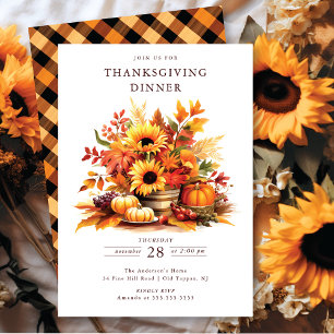 Invitación Calabazas rusticas y el Día de Acción de Gracias S