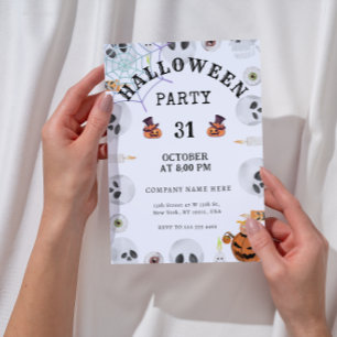 Invitación Calabazas Spider Web Halloween Office Fiesta Bla