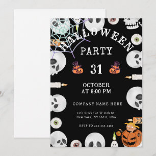 Invitación Calabazas   Spider Web Halloween Office Fiesta Neg