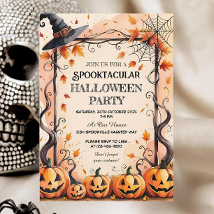 Invitación Calabazas, webs de araña y fiesta de Halloween Gor
