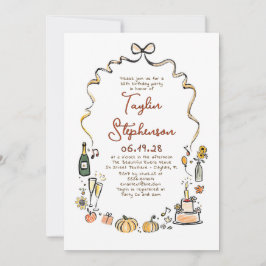 Invitación Calabazas Whimsical Funky Mano dibujada otoño Cump
