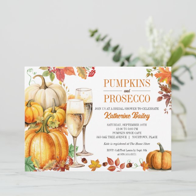 Invitación Calabazas y ducha de novia Prosecco (Anverso de pie)