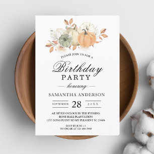 Invitación Calabazas y flores acuáticas de otoño