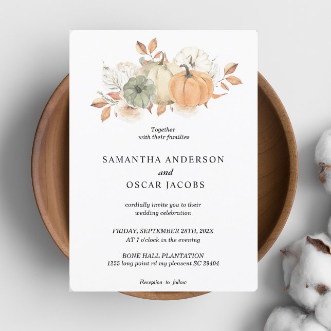 Invitación Calabazas y flores acuáticas de otoño (Subido por el creador)