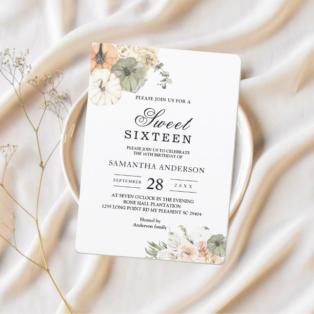 Invitación Calabazas y flores acuáticas modernas (Subido por el creador)