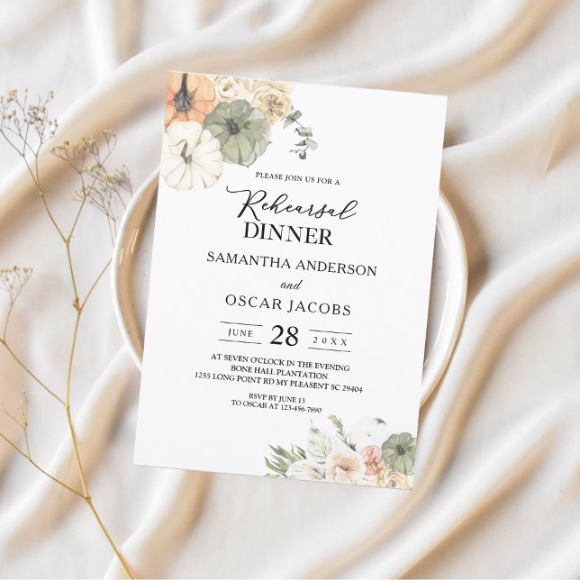 Invitación Calabazas y flores acuáticas modernas (Subido por el creador)