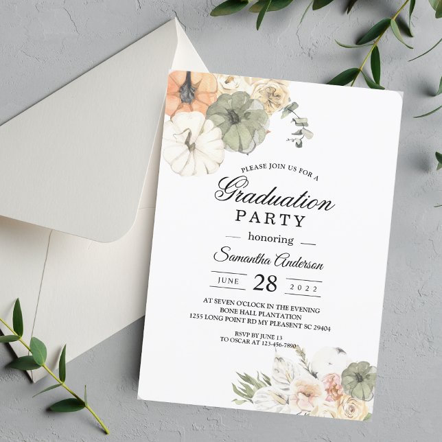 Invitación Calabazas y flores acuáticas modernas (Subido por el creador)