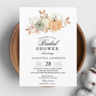 Invitación Calabazas y Flores de Acuarela de Otoño
