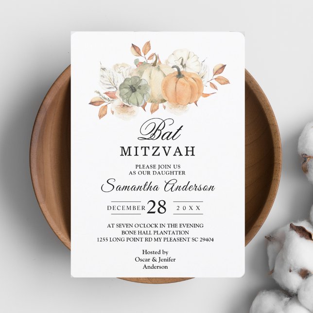 Invitación Calabazas y Flores de Acuarela de Otoño (Subido por el creador)