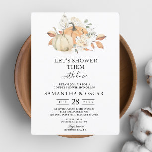 Invitación Calabazas y flores de acuarela de otoño modernas