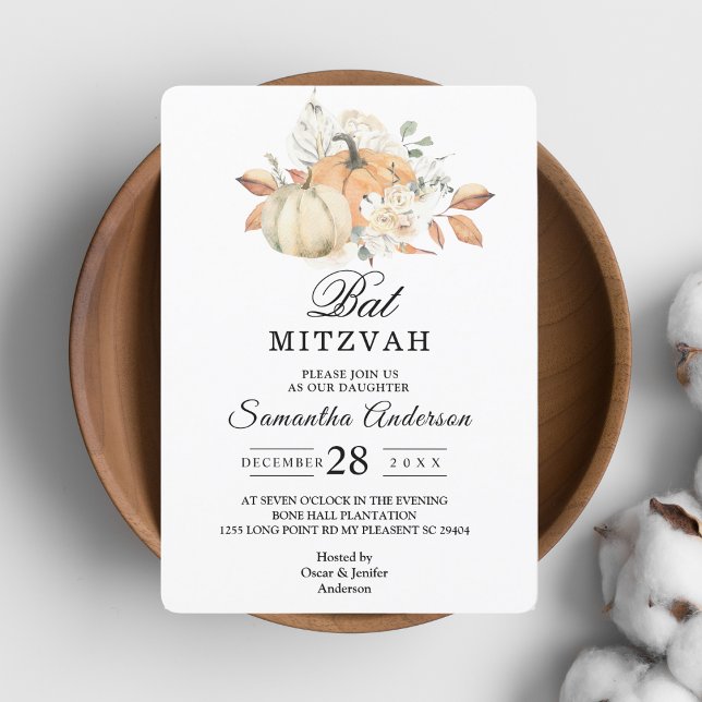 Invitación Calabazas y flores de acuarela de otoño modernas (Subido por el creador)