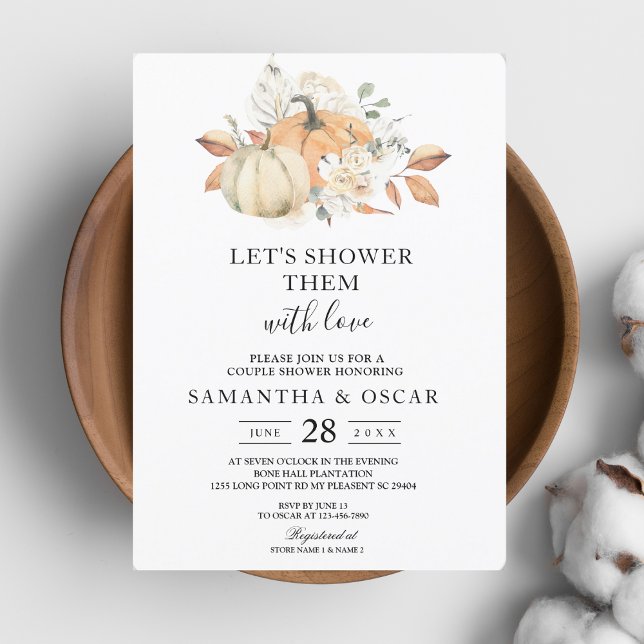 Invitación Calabazas y flores de acuarela de otoño modernas (Subido por el creador)