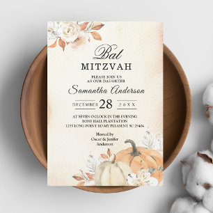 Invitación Calabazas y flores naranjas de otoño rústico