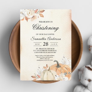 Invitación Calabazas y flores rusticas de Naranja otoñal