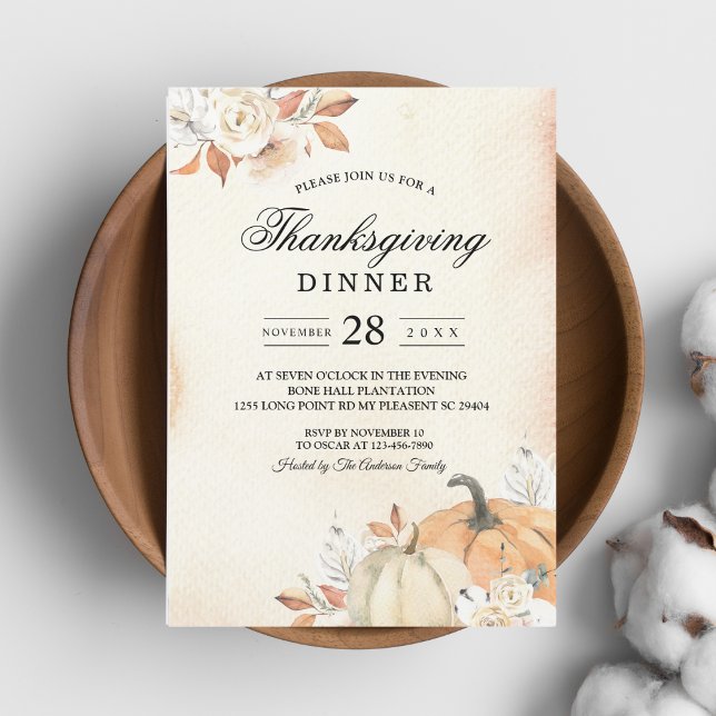 Invitación Calabazas y flores rusticas de Naranja otoñal (Subido por el creador)