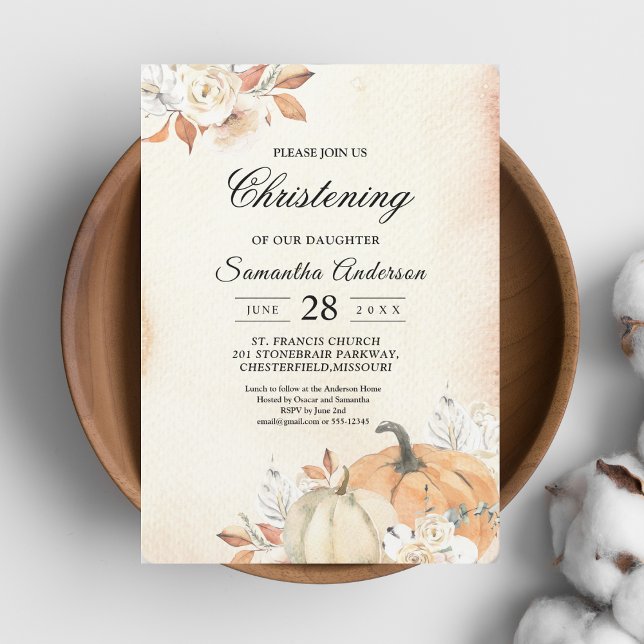 Invitación Calabazas y flores rusticas de Naranja otoñal (Subido por el creador)