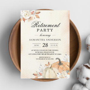 Invitación Calabazas y flores rusticas de Naranja otoñal