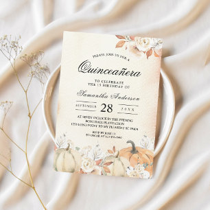 Invitación Calabazas y flores rusticas otoñales