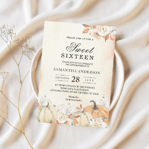 Invitación Calabazas y flores rusticas otoñales 