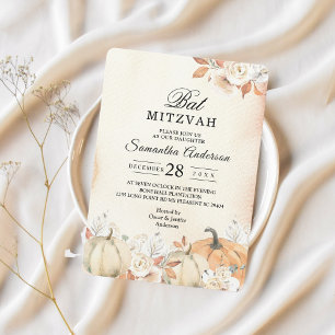 Invitación Calabazas y flores rusticas otoñales
