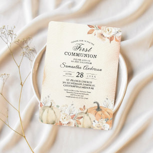 Invitación Calabazas y flores rusticas otoñales