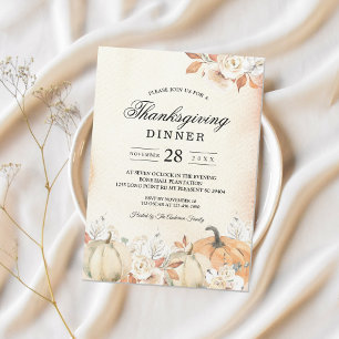Invitación Calabazas y flores rusticas otoñales