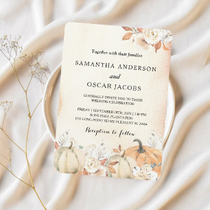 Invitación Calabazas y flores rusticas otoñales