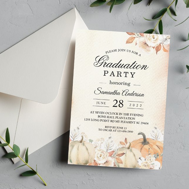 Invitación Calabazas y flores rusticas otoñales (Subido por el creador)
