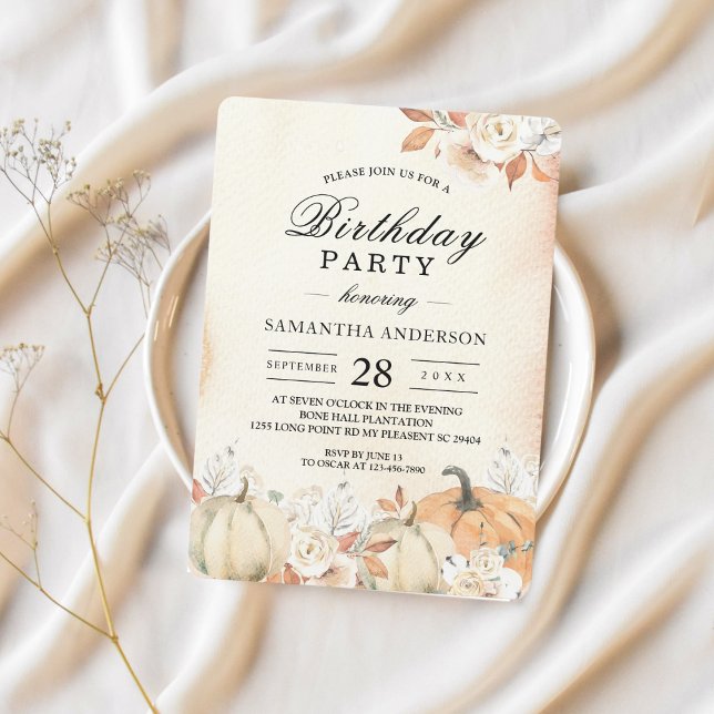 Invitación Calabazas y flores rusticas otoñales (Subido por el creador)