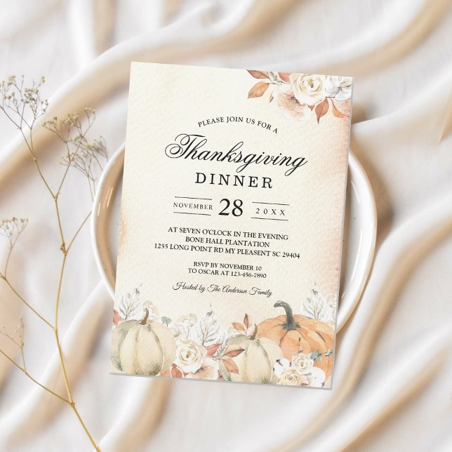 Invitación Calabazas y flores rusticas otoñales (Subido por el creador)
