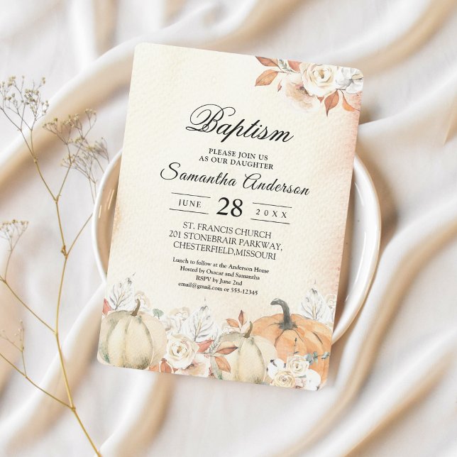 Invitación Calabazas y flores rusticas otoñales (Subido por el creador)