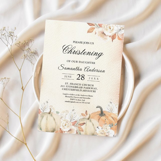 Invitación Calabazas y flores rusticas otoñales (Subido por el creador)