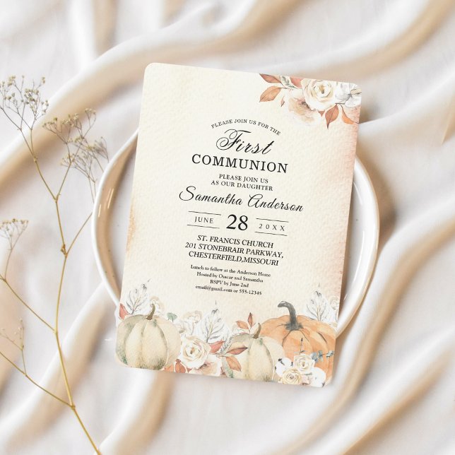 Invitación Calabazas y flores rusticas otoñales (Subido por el creador)