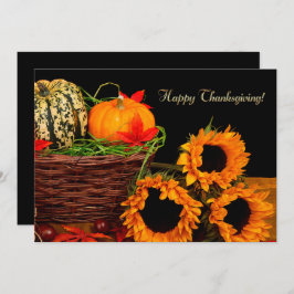 Invitación Calabazas y girasoles cena de Acción de Gracias