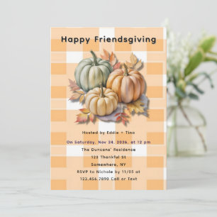 Invitación Calabazas y hojas de otoño felices amigosgiving