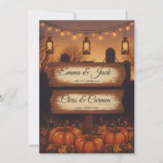 Invitación Calabazas y Linternas Boda de Otoño