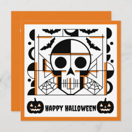 Invitación Calavera al estilo de Halloween, murciélagos, tela