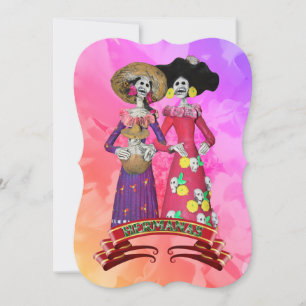 Invitación Calavera Amigas Día De Los Muertos