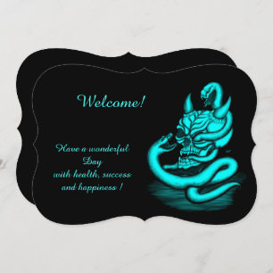 Invitación Calavera - Cabeza malvada con serpiente , agrega t