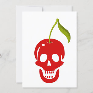 Invitación calavera cereza esqueleto Halloween gótico