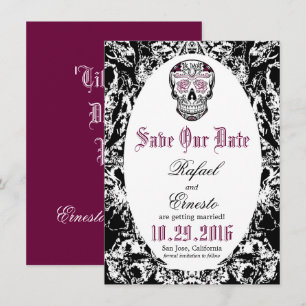 Invitación Calavera de azúcar abstracta gótica guardar la fec