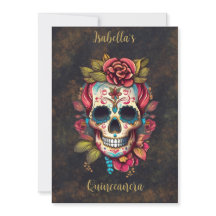 Calavera de azúcar floral Quinceanera Cumpleaños I