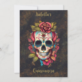 Invitación Calavera de azúcar floral Quinceanera Cumpleaños I