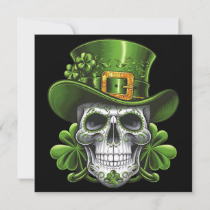 Invitación Calavera de azúcar St Patrick's Day Shamrock
