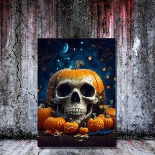Invitación calavera de calabaza gótica vintage espeluznante h