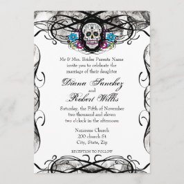 Invitación Calavera de Cavaleras Muerte y flores invitan