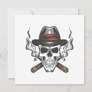 Invitación Calavera de gangster con gorra de fedora